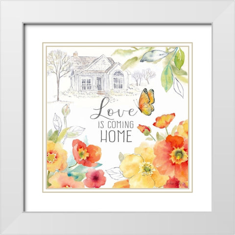 Happy Poppies V White Modern Wood Framed Art Print with Double Matting by Coulter, Cynthia