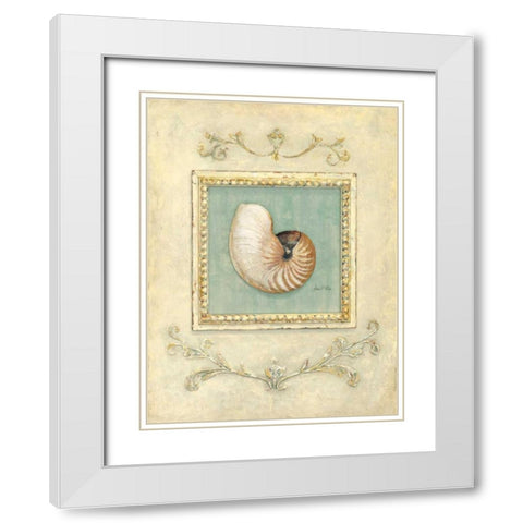 Classic Seashell Detail White Modern Wood Framed Art Print with Double Matting by Fisk, Arnie