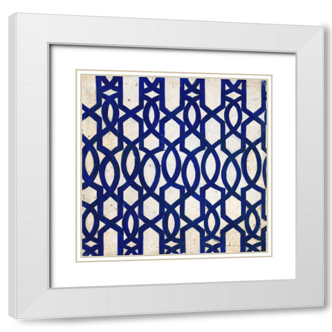 Lapis Lattice Tile White Modern Wood Framed Art Print with Double Matting by Fisk, Arnie