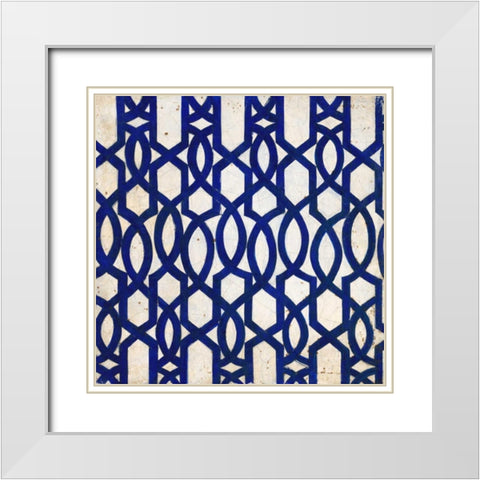 Lapis Lattice Tile White Modern Wood Framed Art Print with Double Matting by Fisk, Arnie