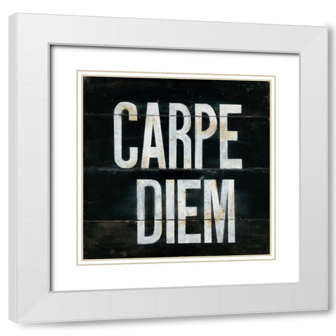 Industrial Chic Carpe Diem White Modern Wood Framed Art Print with Double Matting by Fisk, Arnie