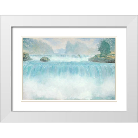 Plein Air Waterfall White Modern Wood Framed Art Print with Double Matting by Fisk, Arnie