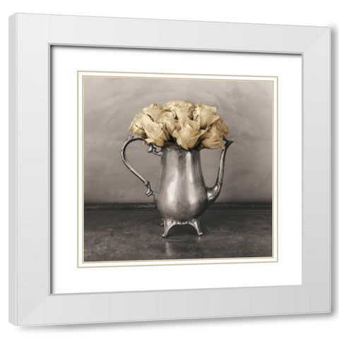 Dix Roses  White Modern Wood Framed Art Print with Double Matting by Atria, Cristin