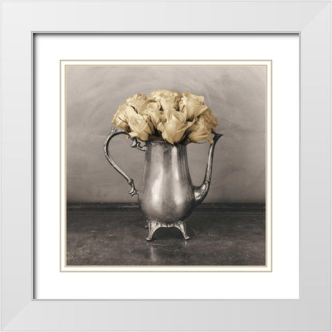 Dix Roses  White Modern Wood Framed Art Print with Double Matting by Atria, Cristin
