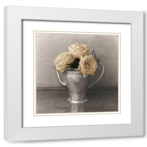 Trois Roses  White Modern Wood Framed Art Print with Double Matting by Atria, Cristin