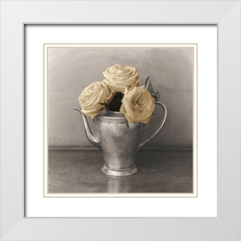 Trois Roses  White Modern Wood Framed Art Print with Double Matting by Atria, Cristin