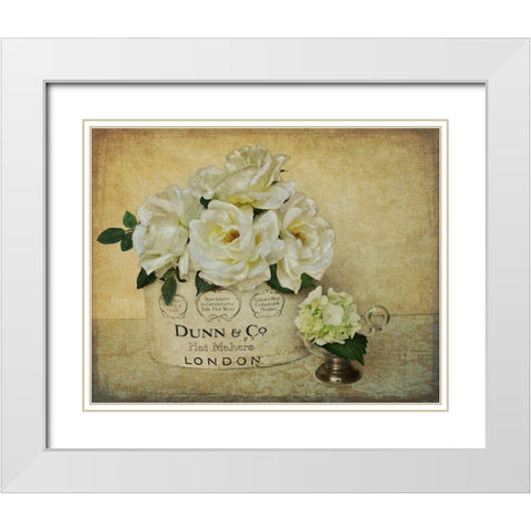 London Roses White Modern Wood Framed Art Print with Double Matting by Atria, Cristin