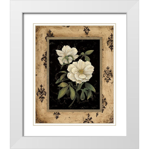 Silver Peony White Modern Wood Framed Art Print with Double Matting by Andrew, Regina