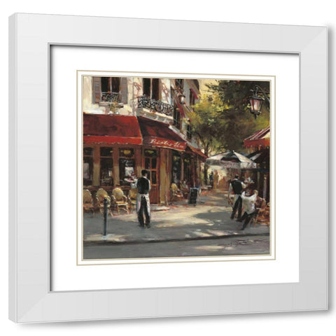 Bistro Waiters White Modern Wood Framed Art Print with Double Matting by Heighton, Brent