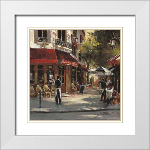 Bistro Waiters White Modern Wood Framed Art Print with Double Matting by Heighton, Brent