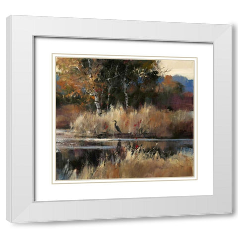 Heron Landscape 2 White Modern Wood Framed Art Print with Double Matting by Heighton, Brent