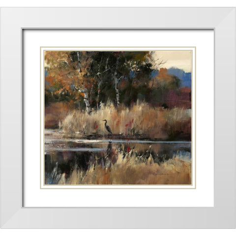 Heron Landscape 2 White Modern Wood Framed Art Print with Double Matting by Heighton, Brent