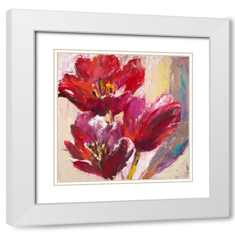 Passionate Tulip White Modern Wood Framed Art Print with Double Matting by Heighton, Brent