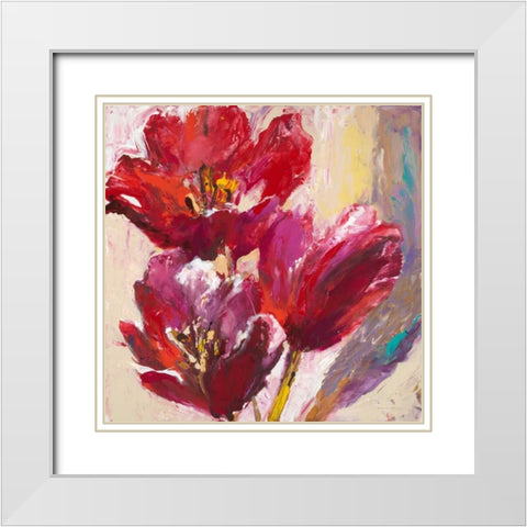 Passionate Tulip White Modern Wood Framed Art Print with Double Matting by Heighton, Brent