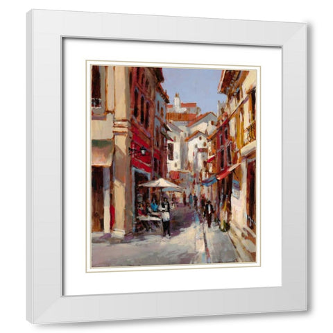 Afternoon In The Cafe White Modern Wood Framed Art Print with Double Matting by Heighton, Brent