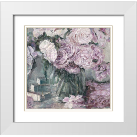 English Countryside Bouquette White Modern Wood Framed Art Print with Double Matting by Theodosiou, Matina