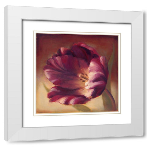 Eventide Tulip White Modern Wood Framed Art Print with Double Matting by Romero, Paulo