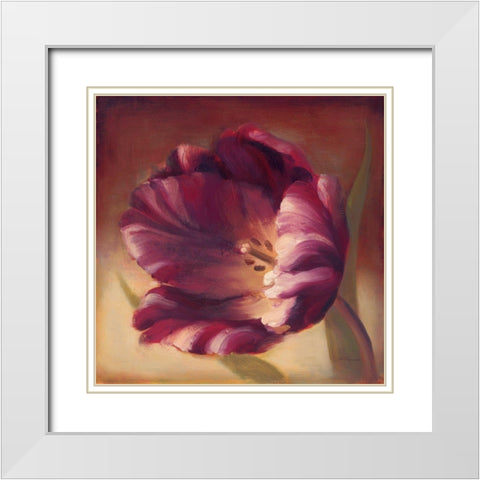 Eventide Tulip White Modern Wood Framed Art Print with Double Matting by Romero, Paulo
