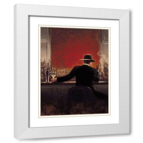 Cigar Bar White Modern Wood Framed Art Print with Double Matting by Lynch, Brent