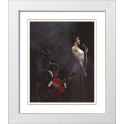 Pearlescent Diva White Modern Wood Framed Art Print with Double Matting by Lynch, Brent
