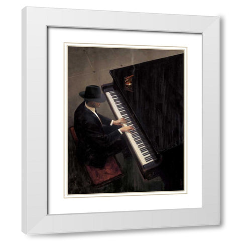 Piano Bar 1 White Modern Wood Framed Art Print with Double Matting by Lynch, Brent