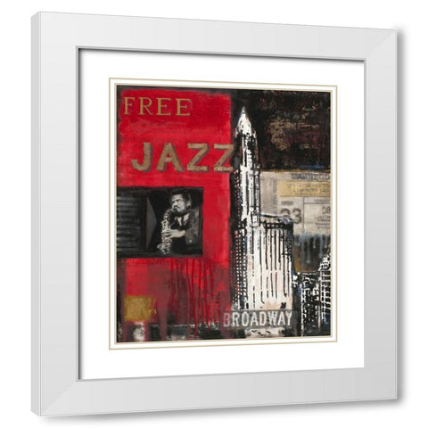 Free Jazz White Modern Wood Framed Art Print with Double Matting by Sullivan, Myles