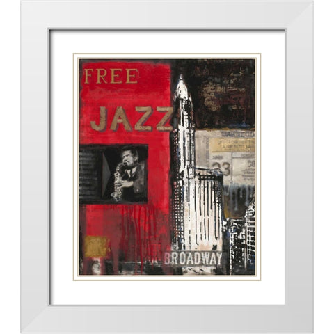 Free Jazz White Modern Wood Framed Art Print with Double Matting by Sullivan, Myles