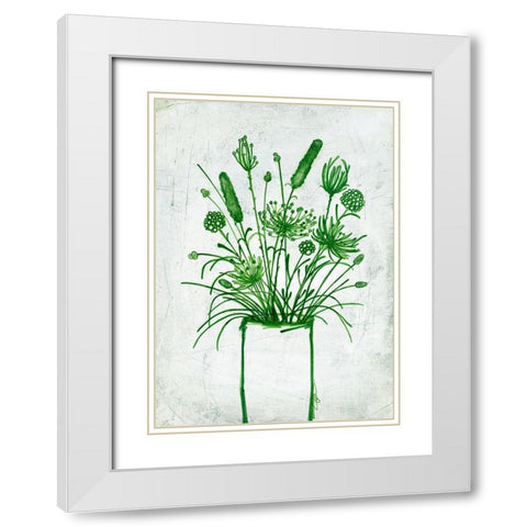 Fresh Greenery Florals White Modern Wood Framed Art Print with Double Matting by Loco, Filippo