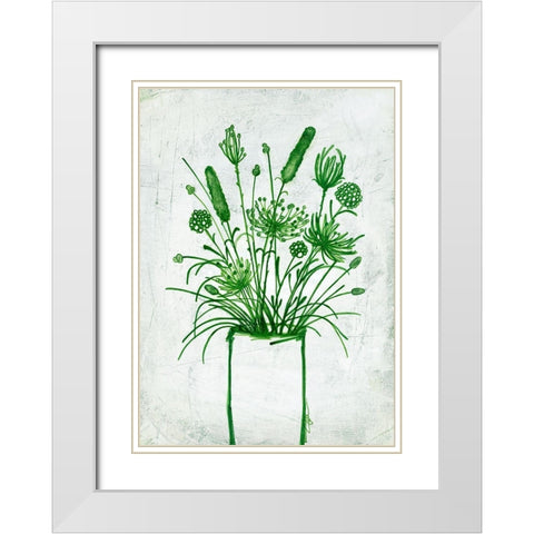 Fresh Greenery Florals White Modern Wood Framed Art Print with Double Matting by Loco, Filippo