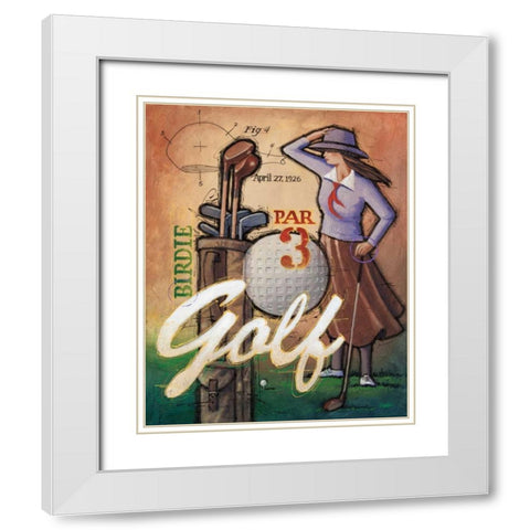Vintage Golf 2 White Modern Wood Framed Art Print with Double Matting by Langton, Bruce