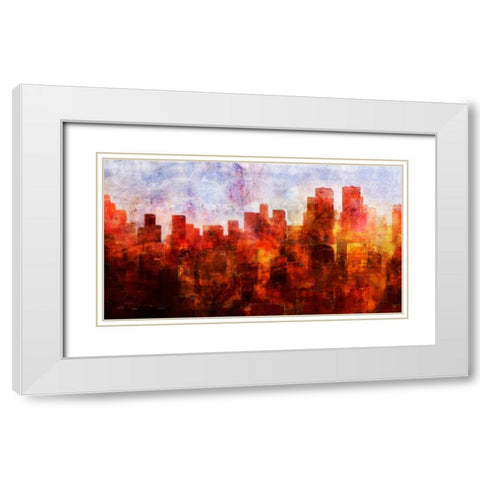 Dawn Skyline White Modern Wood Framed Art Print with Double Matting by Roko, Ken
