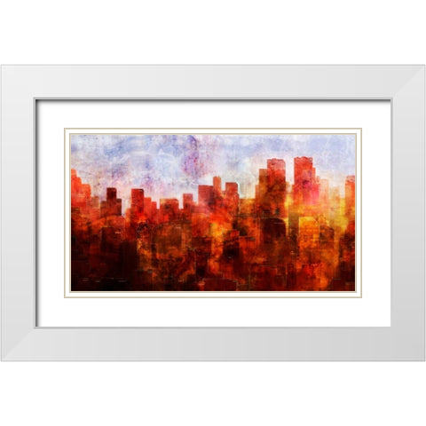 Dawn Skyline White Modern Wood Framed Art Print with Double Matting by Roko, Ken