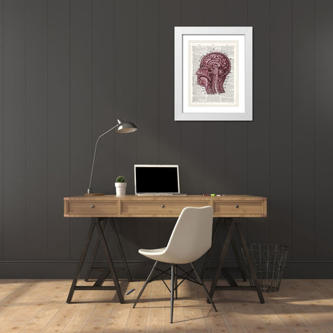 Vintage Anatomy Brain White Modern Wood Framed Art Print with Double Matting by James, Christopher