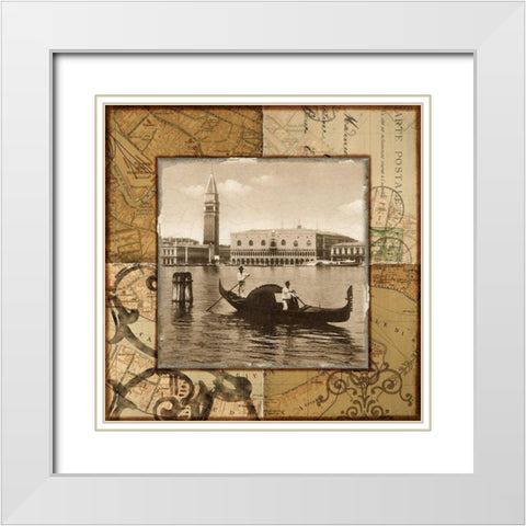 Venice Canal White Modern Wood Framed Art Print with Double Matting by Studio Voltaire