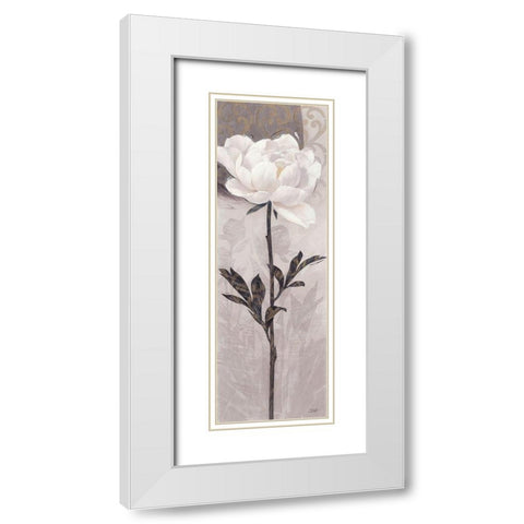 Elegant Bloom 1 White Modern Wood Framed Art Print with Double Matting by Stoyanov