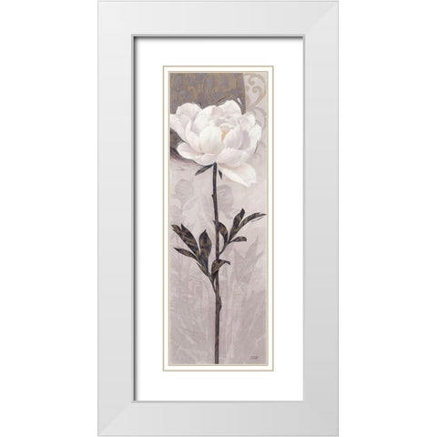 Elegant Bloom 1 White Modern Wood Framed Art Print with Double Matting by Stoyanov