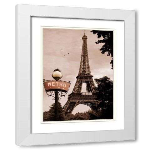 Tour Eiffel Metro White Modern Wood Framed Art Print with Double Matting by Greenwood, Michael