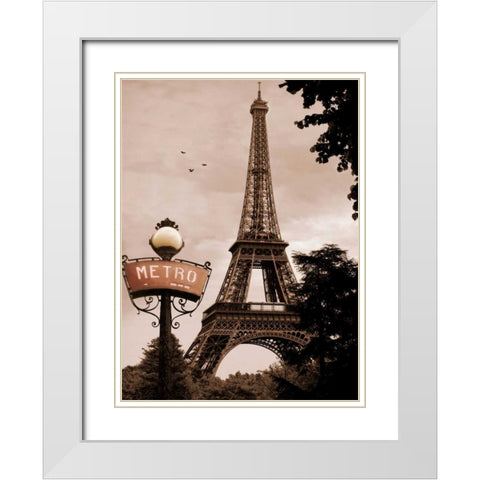 Tour Eiffel Metro White Modern Wood Framed Art Print with Double Matting by Greenwood, Michael