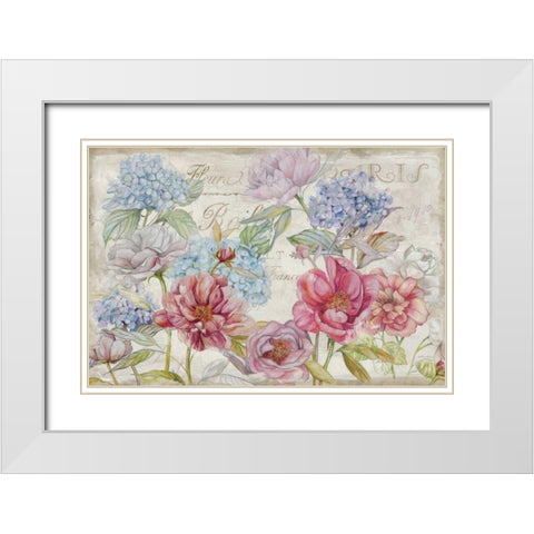 Marche Bouquet White Modern Wood Framed Art Print with Double Matting by Studio Rofino