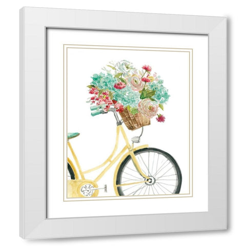 Posies and Pedals White Modern Wood Framed Art Print with Double Matting by Studio Rofino