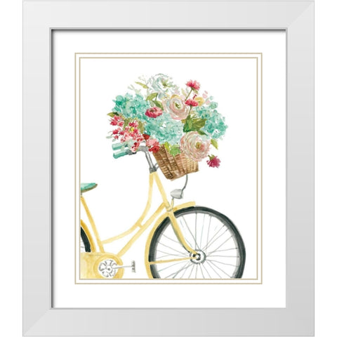 Posies and Pedals White Modern Wood Framed Art Print with Double Matting by Studio Rofino