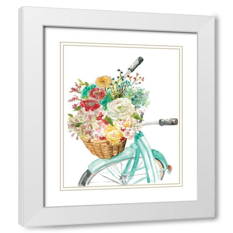 Basket and Bike White Modern Wood Framed Art Print with Double Matting by Studio Rofino