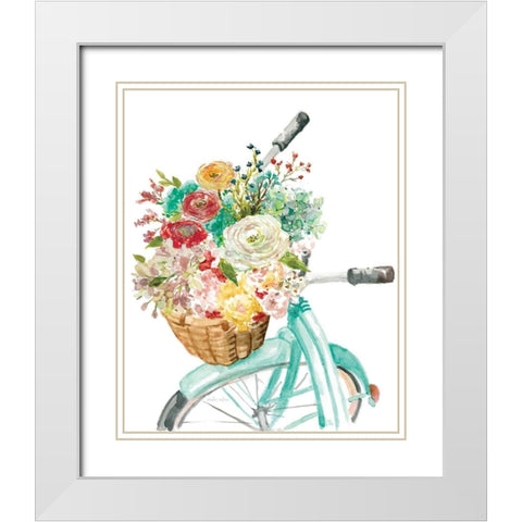 Basket and Bike White Modern Wood Framed Art Print with Double Matting by Studio Rofino