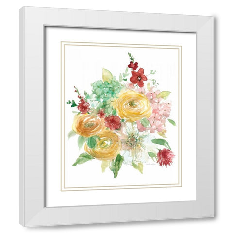 Vintage Style Bouquet White Modern Wood Framed Art Print with Double Matting by Studio Rofino