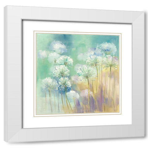 Dreamy Florals White Modern Wood Framed Art Print with Double Matting by Andy