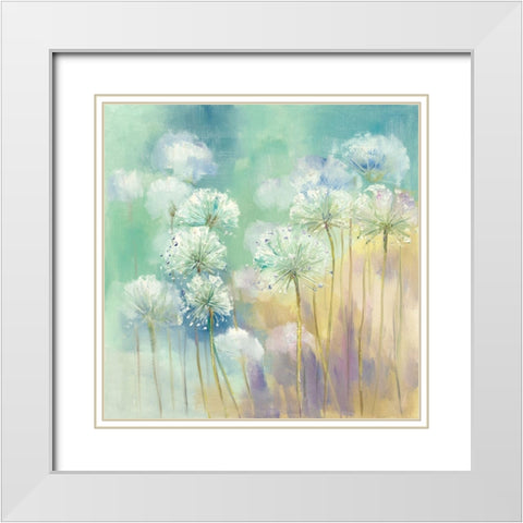 Dreamy Florals White Modern Wood Framed Art Print with Double Matting by Andy