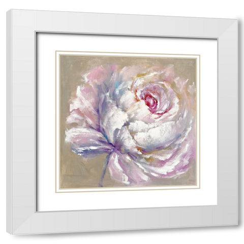Over-sized Flower White Modern Wood Framed Art Print with Double Matting by Andy