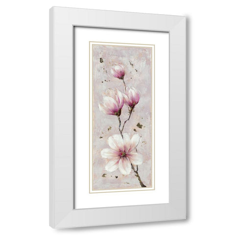 Magnolia Estate 1 White Modern Wood Framed Art Print with Double Matting by Key