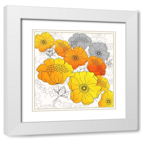Groovy Floral Wallpaper White Modern Wood Framed Art Print with Double Matting by Z Studio