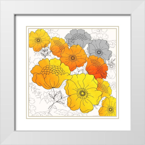 Groovy Floral Wallpaper White Modern Wood Framed Art Print with Double Matting by Z Studio